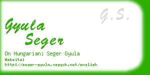 gyula seger business card